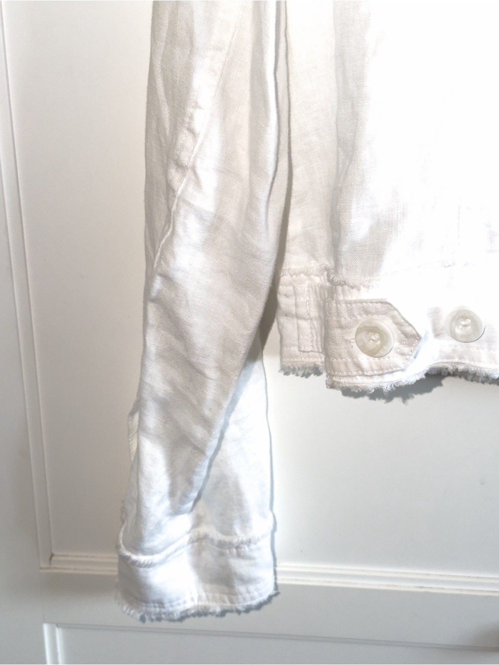 Tommy Bahama White Linen Jacket Two Palms Raw-Edge Small Classic Button-Front - Picture 10 of 13